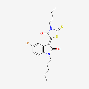 (3Z)-5-bromo-3-(3-butyl-4-oxo-2-thioxo-1,3-thiazolidin-5-ylidene)-1-pentyl-1,3-dihydro-2H-indol-2-one