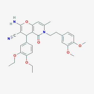 2-amino-4-(3,4-diethoxyphenyl)-6-[2-(3,4-dimethoxyphenyl)ethyl]-7-methyl-5-oxo-5,6-dihydro-4H-pyrano[3,2-c]pyridine-3-carbonitrile