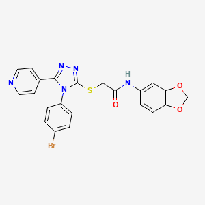 molecular formula C22H16BrN5O3S B12033588 N-(1,3-benzodioxol-5-yl)-2-{[4-(4-bromophenyl)-5-(pyridin-4-yl)-4H-1,2,4-triazol-3-yl]sulfanyl}acetamide CAS No. 477331-28-5