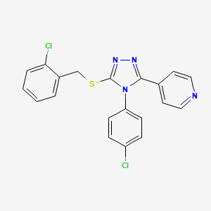 molecular formula C20H14Cl2N4S B12033721 4-(4-Chlorophenyl)-3-[(2-chlorophenyl)methylthio]-5-(4-pyridyl)-1,2,4-triazole 