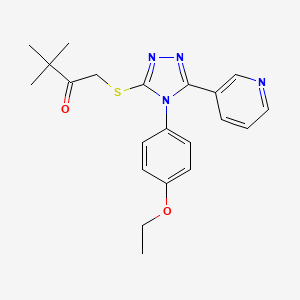 molecular formula C21H24N4O2S B12033769 1-{[4-(4-ethoxyphenyl)-5-(pyridin-3-yl)-4H-1,2,4-triazol-3-yl]sulfanyl}-3,3-dimethylbutan-2-one CAS No. 477329-48-9