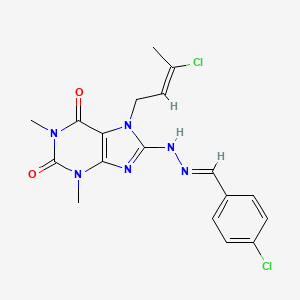 4-Chlorobenzaldehyde {7-[(2E)-3-chloro-2-butenyl]-1,3-dimethyl-2,6-dioxo-2,3,6,7-tetrahydro-1H-purin-8-YL}hydrazone