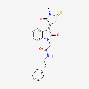 2-[(3Z)-3-(3-methyl-4-oxo-2-thioxo-1,3-thiazolidin-5-ylidene)-2-oxo-2,3-dihydro-1H-indol-1-yl]-N-(2-phenylethyl)acetamide