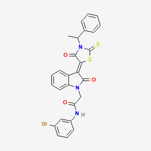 N-(3-bromophenyl)-2-{(3Z)-2-oxo-3-[4-oxo-3-(1-phenylethyl)-2-thioxo-1,3-thiazolidin-5-ylidene]-2,3-dihydro-1H-indol-1-yl}acetamide