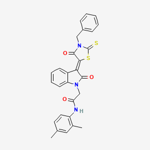 molecular formula C28H23N3O3S2 B12033816 2-[(3Z)-3-(3-benzyl-4-oxo-2-thioxo-1,3-thiazolidin-5-ylidene)-2-oxo-2,3-dihydro-1H-indol-1-yl]-N-(2,4-dimethylphenyl)acetamide CAS No. 618072-09-6