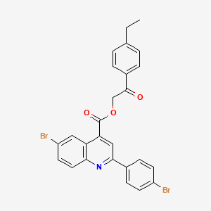 molecular formula C26H19Br2NO3 B12033843 2-(4-Ethylphenyl)-2-oxoethyl 6-bromo-2-(4-bromophenyl)quinoline-4-carboxylate CAS No. 355429-16-2