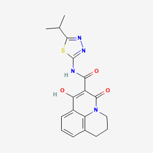 1-Hydroxy-3-oxo-6,7-dihydro-3H,5H-pyrido[3,2,1-ij]quinoline-2-carboxylic acid (5-isopropyl-[1,3,4]thiadiazol-2-yl)-amide