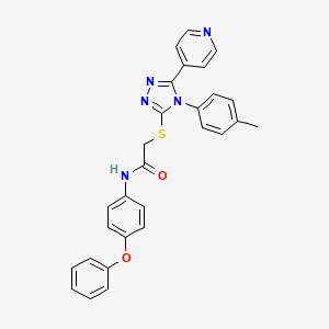 molecular formula C28H23N5O2S B12033911 2-{[4-(4-methylphenyl)-5-(pyridin-4-yl)-4H-1,2,4-triazol-3-yl]sulfanyl}-N-(4-phenoxyphenyl)acetamide 