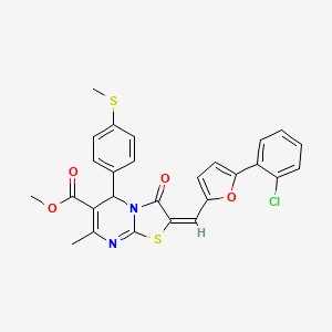 Methyl 2-((5-(2-chlorophenyl)furan-2-yl)methylene)-7-methyl-5-(4-(methylthio)phenyl)-3-oxo-3,5-dihydro-2H-thiazolo[3,2-a]pyrimidine-6-carboxylate