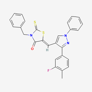 (5Z)-3-Benzyl-5-{[3-(3-fluoro-4-methylphenyl)-1-phenyl-1H-pyrazol-4-YL]methylene}-2-thioxo-1,3-thiazolidin-4-one