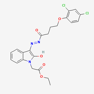 molecular formula C22H21Cl2N3O5 B12034014 Ethyl 2-(3-(2-(4-(2,4-dichlorophenoxy)butanoyl)hydrazono)-2-oxoindolin-1-yl)acetate CAS No. 624725-33-3