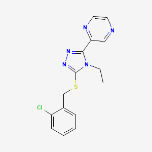 molecular formula C15H14ClN5S B12034027 2-(5-((2-Chlorobenzyl)thio)-4-ethyl-4H-1,2,4-triazol-3-yl)pyrazine CAS No. 618427-46-6