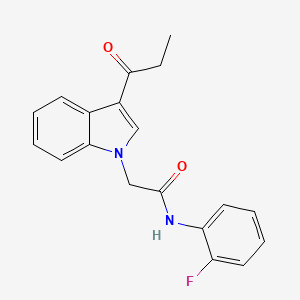 molecular formula C19H17FN2O2 B1203403 N-(2-fluorophenyl)-2-[3-(1-oxopropyl)-1-indolyl]acetamide 