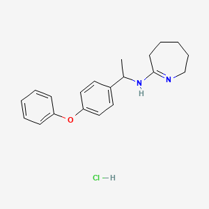 molecular formula C20H25ClN2O B1203409 Hexahydro-2-(alpha-methyl-p-phenoxybenzyl)iminoazepine hydrochloride CAS No. 55005-43-1