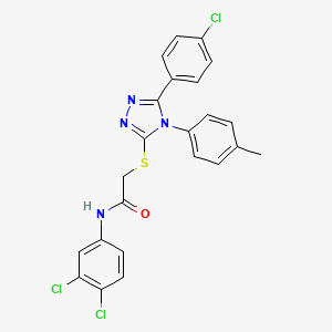 molecular formula C23H17Cl3N4OS B12034103 2-{[5-(4-chlorophenyl)-4-(4-methylphenyl)-4H-1,2,4-triazol-3-yl]sulfanyl}-N-(3,4-dichlorophenyl)acetamide CAS No. 476486-06-3