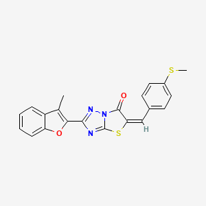 molecular formula C21H15N3O2S2 B12034109 (5E)-2-(3-methyl-1-benzofuran-2-yl)-5-[4-(methylsulfanyl)benzylidene][1,3]thiazolo[3,2-b][1,2,4]triazol-6(5H)-one CAS No. 606962-43-0