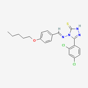 molecular formula C20H20Cl2N4OS B12034263 5-(2,4-dichlorophenyl)-4-({(E)-[4-(pentyloxy)phenyl]methylidene}amino)-4H-1,2,4-triazole-3-thiol 