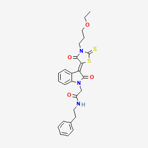 2-{(3Z)-3-[3-(3-ethoxypropyl)-4-oxo-2-thioxo-1,3-thiazolidin-5-ylidene]-2-oxo-2,3-dihydro-1H-indol-1-yl}-N-(2-phenylethyl)acetamide