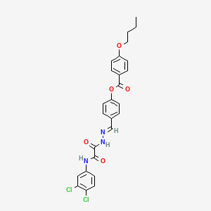 molecular formula C26H23Cl2N3O5 B12034270 4-((2-(2-((3,4-Dichlorophenyl)amino)-2-oxoacetyl)hydrazono)methyl)phenyl 4-butoxybenzoate CAS No. 477731-69-4