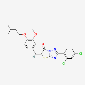 molecular formula C23H21Cl2N3O3S B12034293 (5E)-2-(2,4-Dichlorophenyl)-5-[4-(isopentyloxy)-3-methoxybenzylidene][1,3]thiazolo[3,2-B][1,2,4]triazol-6(5H)-one 