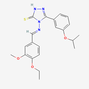 molecular formula C21H24N4O3S B12034343 4-{[(E)-(4-ethoxy-3-methoxyphenyl)methylidene]amino}-5-(3-isopropoxyphenyl)-4H-1,2,4-triazole-3-thiol 