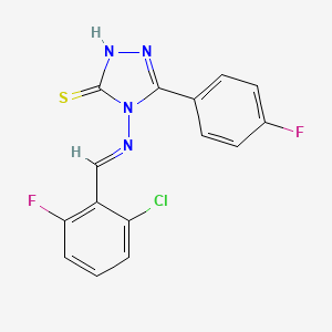 molecular formula C15H9ClF2N4S B12034419 4-((2-CL-6-Fluorobenzylidene)amino)-5-(4-fluorophenyl)-4H-1,2,4-triazole-3-thiol CAS No. 578701-28-7