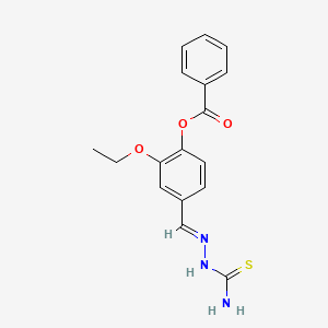 molecular formula C17H17N3O3S B12034465 4-{(E)-[(aminocarbothioyl)hydrazono]methyl}-2-ethoxyphenyl benzoate 