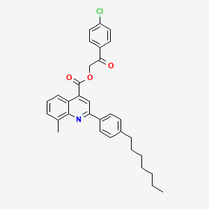 molecular formula C32H32ClNO3 B12034499 2-(4-Chlorophenyl)-2-oxoethyl 2-(4-heptylphenyl)-8-methylquinoline-4-carboxylate CAS No. 355433-26-0