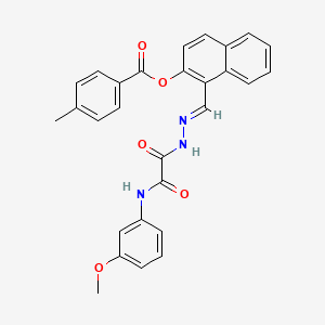 1-((2-(2-((3-Methoxyphenyl)amino)-2-oxoacetyl)hydrazono)methyl)naphthalen-2-yl 4-methylbenzoate