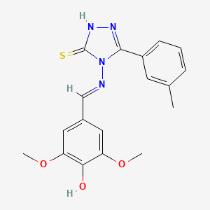 molecular formula C18H18N4O3S B12034584 4-((4-Hydroxy-3,5-dimethoxybenzylidene)amino)-3-(m-tolyl)-1H-1,2,4-triazole-5(4H)-thione CAS No. 478256-42-7