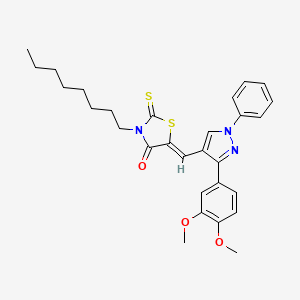 (5Z)-5-{[3-(3,4-dimethoxyphenyl)-1-phenyl-1H-pyrazol-4-yl]methylene}-3-octyl-2-thioxo-1,3-thiazolidin-4-one