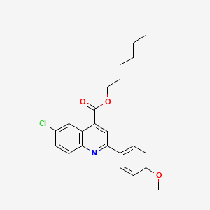 molecular formula C24H26ClNO3 B12034611 Heptyl 6-chloro-2-(4-methoxyphenyl)quinoline-4-carboxylate CAS No. 355421-23-7