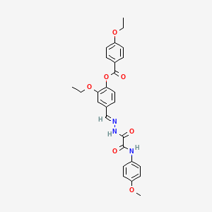 molecular formula C27H27N3O7 B12034622 2-Ethoxy-4-((2-(2-((4-methoxyphenyl)amino)-2-oxoacetyl)hydrazono)methyl)phenyl 4-ethoxybenzoate CAS No. 769156-88-9