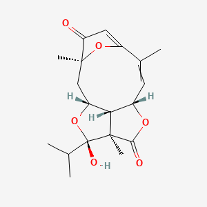molecular formula C19H24O6 B1203463 (1R,3S,9S,12R,13S,15R)-13-hydroxy-3,7,12-trimethyl-13-propan-2-yl-10,14,16-trioxatetracyclo[7.5.1.13,6.012,15]hexadeca-5,7-diene-4,11-dione 