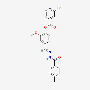 molecular formula C23H19BrN2O4 B12034675 2-Methoxy-4-(2-(4-methylbenzoyl)carbohydrazonoyl)phenyl 3-bromobenzoate CAS No. 477728-72-6