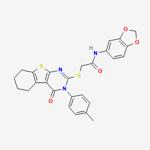 N-(1,3-benzodioxol-5-yl)-2-{[3-(4-methylphenyl)-4-oxo-3,4,5,6,7,8-hexahydro[1]benzothieno[2,3-d]pyrimidin-2-yl]sulfanyl}acetamide