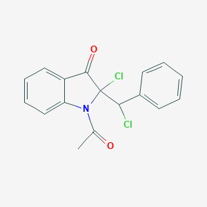 B120347 1-Acetyl-2-chloro-2-[chloro(phenyl)methyl]indol-3-one CAS No. 144294-77-9
