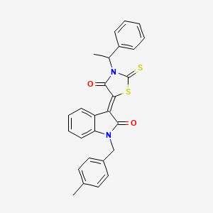 (3Z)-1-(4-methylbenzyl)-3-[4-oxo-3-(1-phenylethyl)-2-thioxo-1,3-thiazolidin-5-ylidene]-1,3-dihydro-2H-indol-2-one