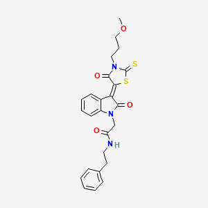 2-{(3Z)-3-[3-(3-methoxypropyl)-4-oxo-2-thioxo-1,3-thiazolidin-5-ylidene]-2-oxo-2,3-dihydro-1H-indol-1-yl}-N-(2-phenylethyl)acetamide