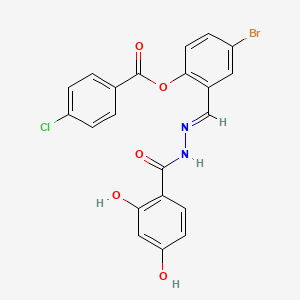 4-Bromo-2-(2-(2,4-dihydroxybenzoyl)carbohydrazonoyl)phenyl 4-chlorobenzoate