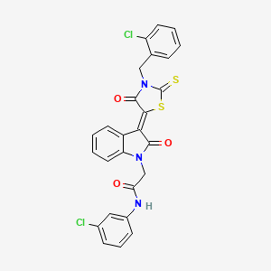 molecular formula C26H17Cl2N3O3S2 B12034770 2-{(3Z)-3-[3-(2-chlorobenzyl)-4-oxo-2-thioxo-1,3-thiazolidin-5-ylidene]-2-oxo-2,3-dihydro-1H-indol-1-yl}-N-(3-chlorophenyl)acetamide CAS No. 617696-33-0