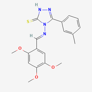 molecular formula C19H20N4O3S B12034795 5-(3-Methylphenyl)-4-{[(E)-(2,4,5-trimethoxyphenyl)methylidene]amino}-4H-1,2,4-triazol-3-YL hydrosulfide CAS No. 478255-85-5