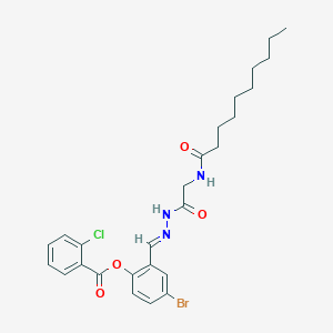 molecular formula C26H31BrClN3O4 B12034803 4-Bromo-2-(2-((decanoylamino)acetyl)carbohydrazonoyl)phenyl 2-chlorobenzoate CAS No. 767289-47-4