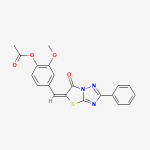 2-methoxy-4-[(E)-(6-oxo-2-phenyl[1,3]thiazolo[3,2-b][1,2,4]triazol-5(6H)-ylidene)methyl]phenyl acetate