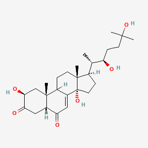 molecular formula C27H42O6 B1203485 (2S,5R,10R,13R,14S,17R)-17-[(2S,3R)-3,6-dihydroxy-6-methylheptan-2-yl]-2,14-dihydroxy-10,13-dimethyl-1,2,4,5,9,11,12,15,16,17-decahydrocyclopenta[a]phenanthrene-3,6-dione 