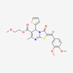 2-Methoxyethyl 2-(3,4-dimethoxybenzylidene)-7-methyl-3-oxo-5-(thiophen-2-yl)-3,5-dihydro-2H-thiazolo[3,2-a]pyrimidine-6-carboxylate