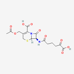 molecular formula C16H18N2O9S B1203489 (7R)-7-(5-Carboxy-5-oxopentanoyl)aminocephalosporinate 