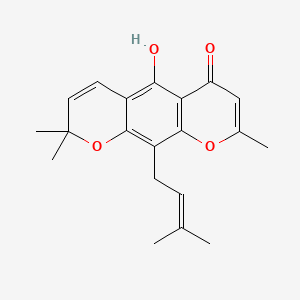 molecular formula C20H22O4 B1203495 8-(3,3-Dimethylallyl)spatheliachromene CAS No. 33845-34-0