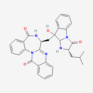 molecular formula C31H29N5O4 B1203501 5-羟基-7-{[9-羟基-2-(2-甲基丙基)-3-氧代-2,3,9,9a-四氢-1H-咪唑并[1,2-a]吲哚-9-基]甲基}喹唑啉并[3,2-a][1,4]苯并二氮杂卓-13(7H)-酮 