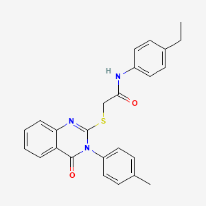 molecular formula C25H23N3O2S B12035049 N-(4-ethylphenyl)-2-{[3-(4-methylphenyl)-4-oxo-3,4-dihydroquinazolin-2-yl]sulfanyl}acetamide CAS No. 474760-87-7